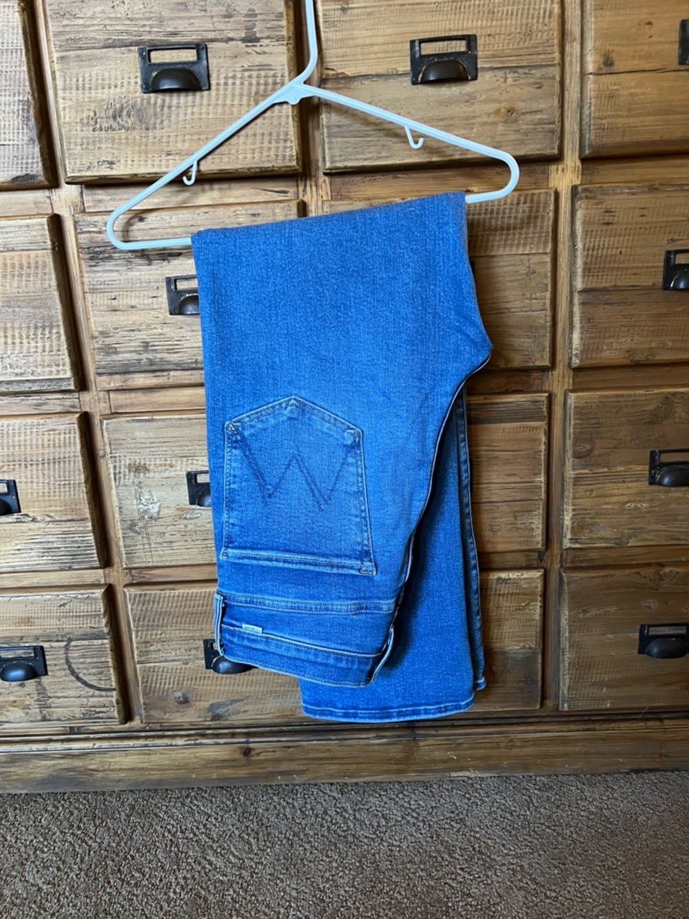 MOTHER Slim Straight Jeans in Blue Denim